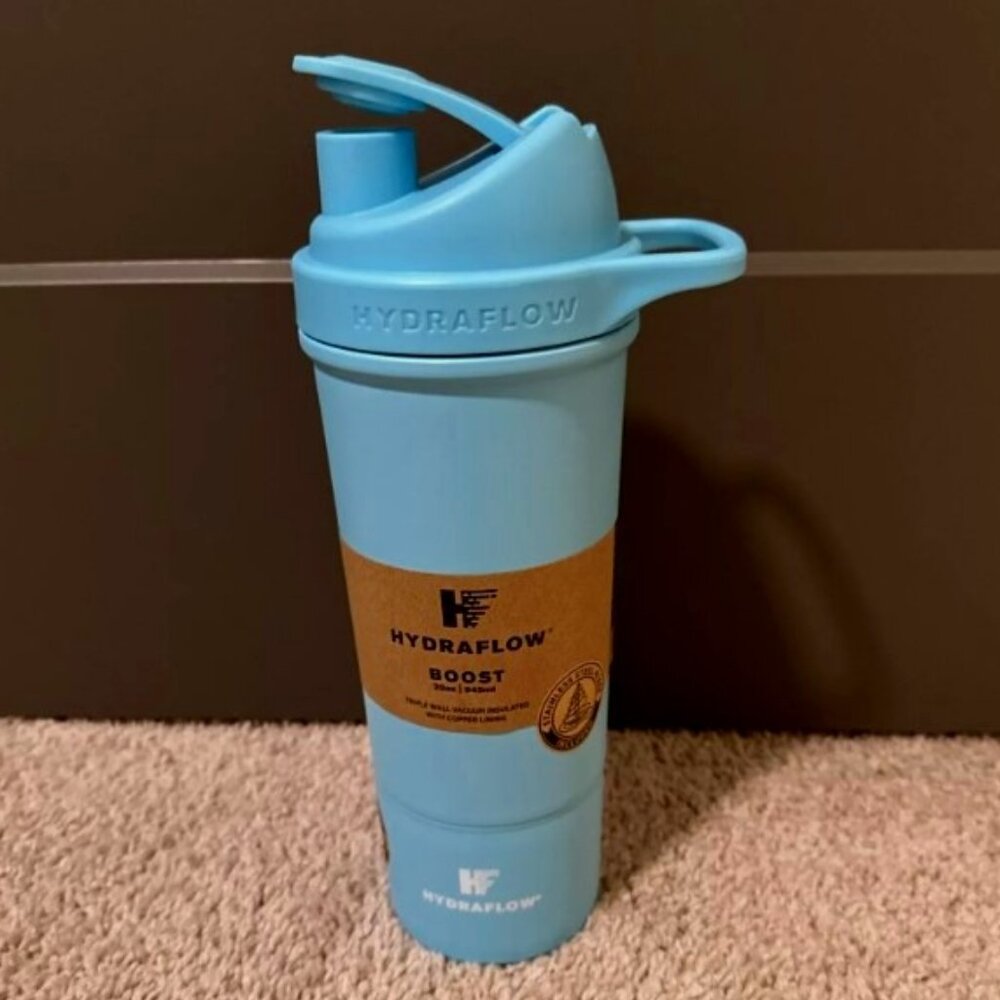 Hydraflow Boost Insulated Tumbler Workout, Hiking Mixing Bottle, 32-Ounce – Aqua